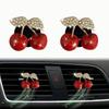 2pcs Rhinestone Cherry Car Fragrance Clip, Fruit Car Air Freshener & AC Vent Decor for Women