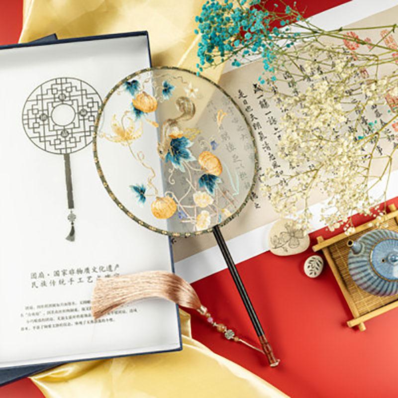 

Сучжоуская вышивка Винтажный веер, Китайские круглые веера, Роскошные ручные, Домашний декор, Танцевальные веера, Шелковые украшения, Лето