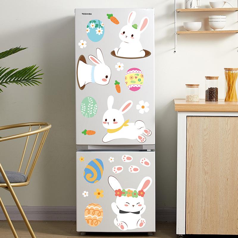Colorful Easter Bunny & Egg Window Cling Stickers - Spring Glass Electrostatic Decor