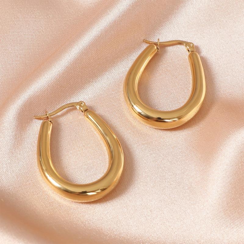 Autumn and Winter Titanium Steel Earrings Stainless Steel Gold-plated U-shaped Earrings Exaggerated Design Personalized Fashionable Earrings