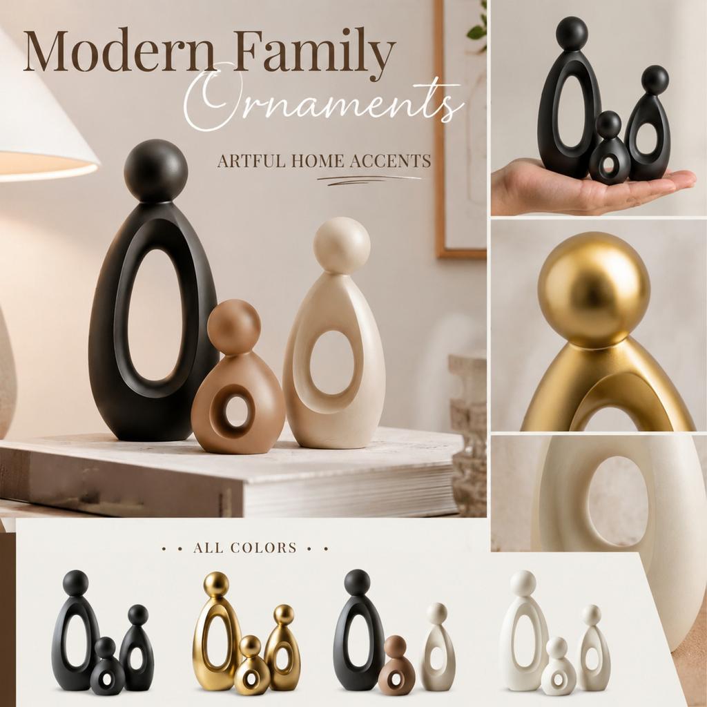 Modernes abstraktes Familienfiguren-Set Drei Teile Minimalistische Skulptur Wohnkultur Harzmaterial Glatte Oberfläche Zeitgenössisches Design