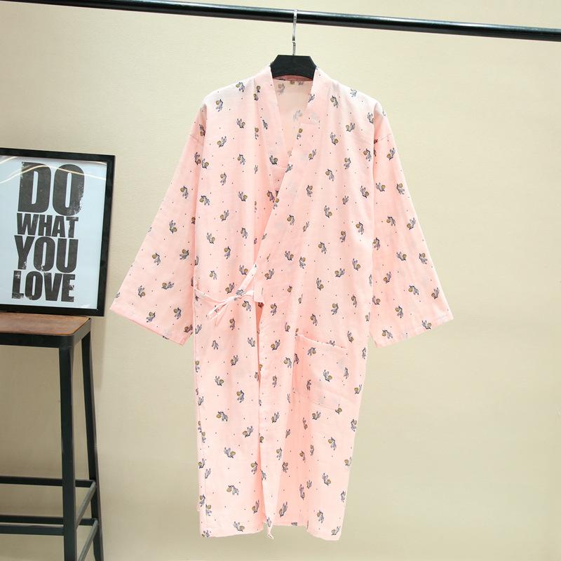 Summer Japanesestyle Kimono Pajamas New 100 Cotton Gauze Pajamas Nightgown Ladies Spa Yukata Homewear Long Pajamas Women