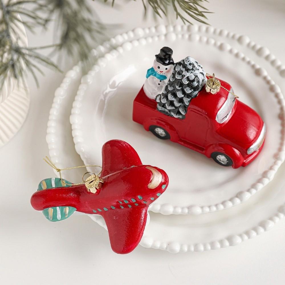 Red White Painted Christmas Ornaments Plastic DIY Christmas Tree Pendant Christmas Tree Hanging Ornaments