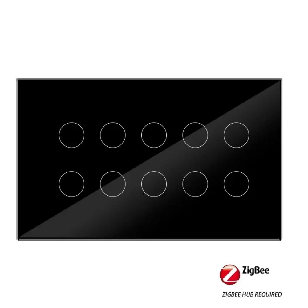 Melery Zigbee Smart Lichtschalter Wandmontage Touch 8/10fach Glasplatte mit Alexa Google Home (Hub Erforderlicher Signalverstärker)
