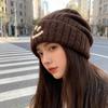 Blue Woolen Cap Thickened and Warm for Children  Large Head Wrap  Cold Cap To Show Off Face  Small Ear Protecting Knitted Pile Cap