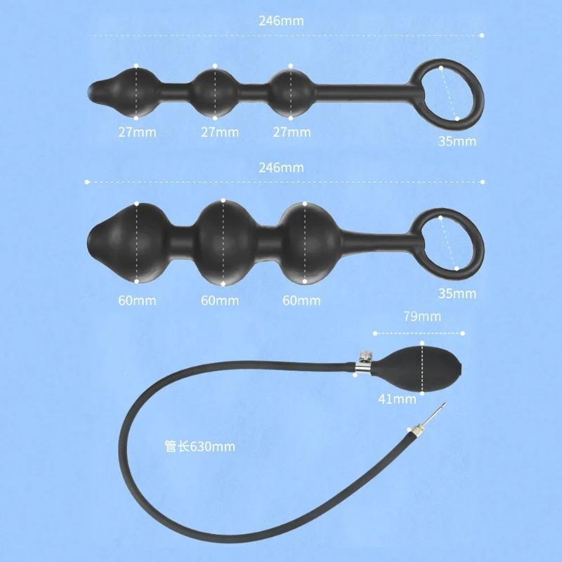 Inflatable 3 Balls Beads Anal Butt Plug Expander