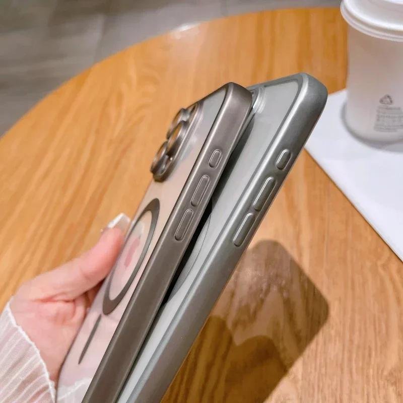Magnetické puzdro pre iPhone 15 14 13 12 11 Pro Max Plus Fashion Plating Matné matné pre Magsafe Bumper Case Cover funda