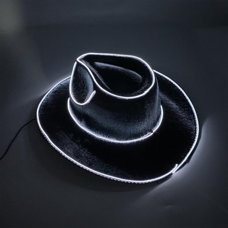 Western Hat Light Up LED Cowgirl Hat Party Hat Stage Costume Headwear