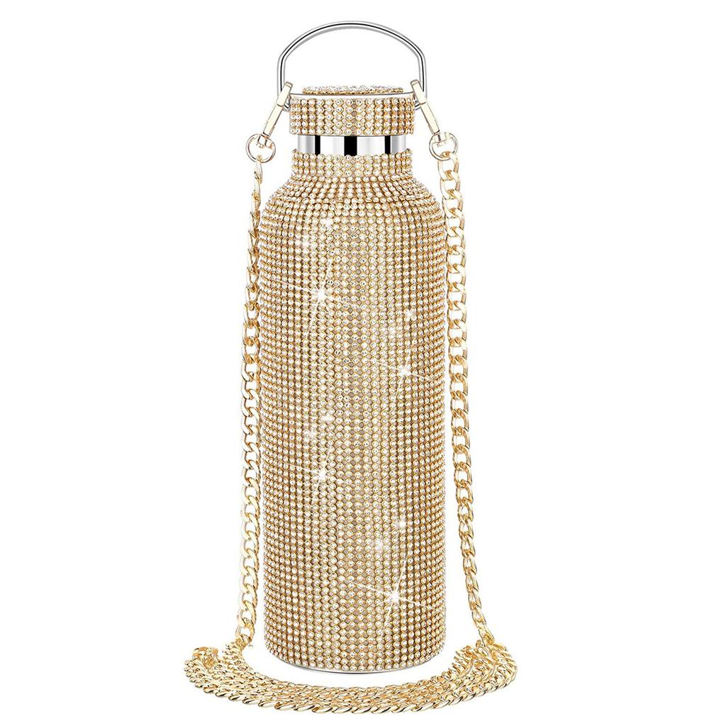 Botella de Agua de Diamante Rhinestone Bling Termo Glitter Botellas Acero Inoxidable Botella de Agua Aislada Regalo
