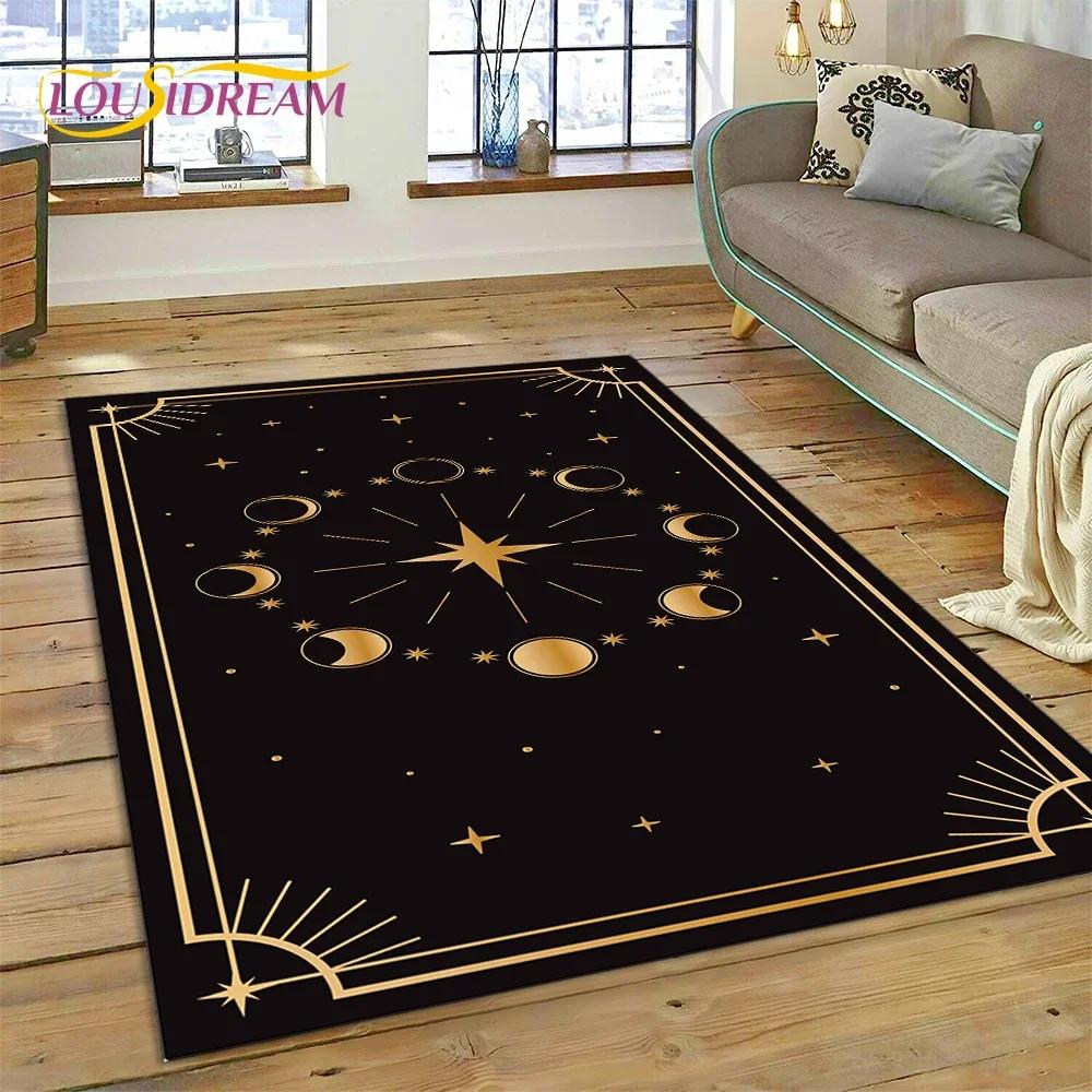 Mystic Tarot Sun Moon Mandala Area Rug – Spiritual Art Carpet for Bedroom or Living Room – Non-Slip Magic Floor Mat, Home Decor