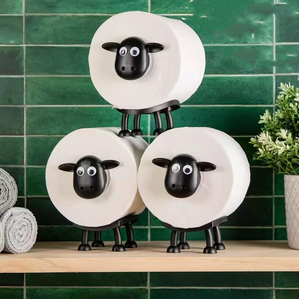 Sheep Toilet Roll Holder Funny Toilet Paper Holder Free Standing Bathroom Set 3D Printed Black Sheep Loo Roll Holder Decors