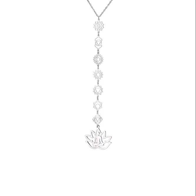 Handmade Yoga OM Pendant Necklace With Colorful Zircon Hollow Polished Lotus Charm Accessory