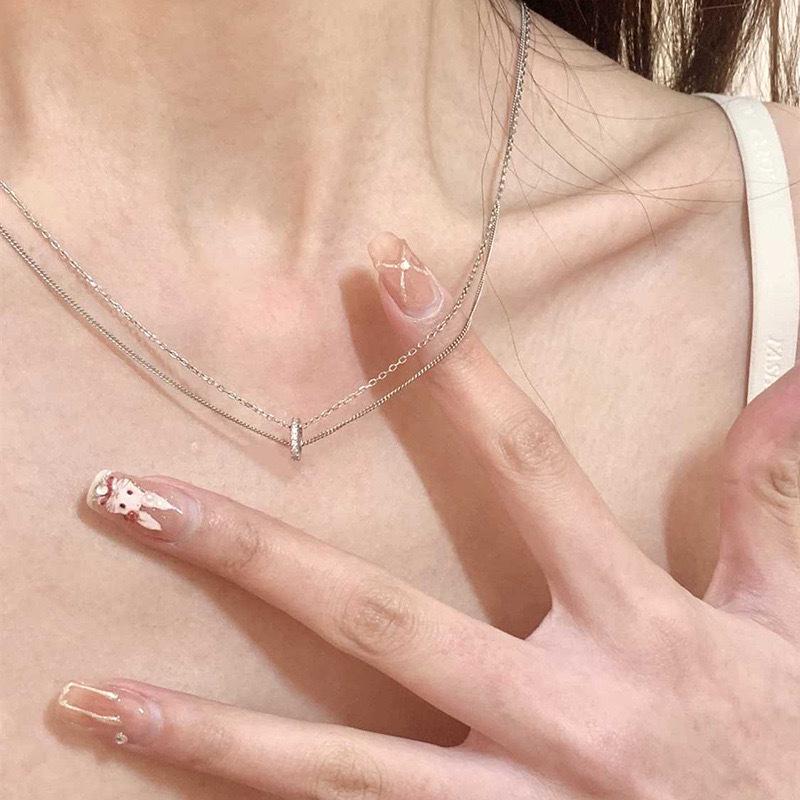 Minimalist Double Layer Circle Choker Necklace for Women – Stylish Clavicle Chain Jewelry