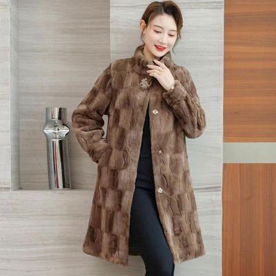 Mom's Fur Integrierter Pelzmantel Stehkragen Princess Mink Fashion Nerz-Fleece-Mantel für Damen im mittleren und hohen Alter