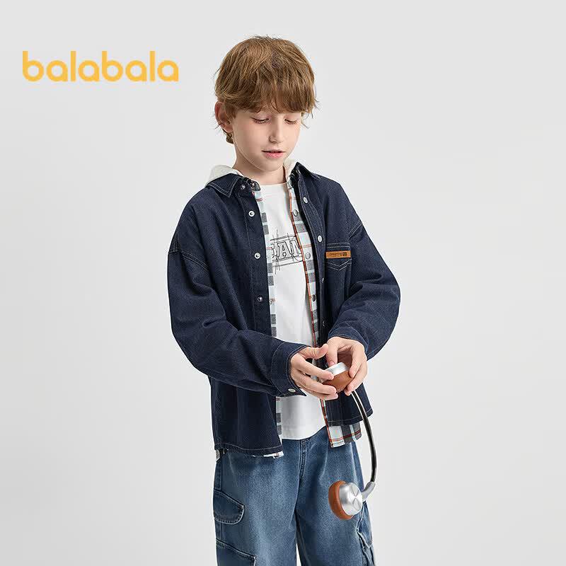 Balabala Kids' Long-Sleeve Denim Shirt