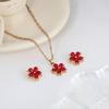 Korean Style Four-Leaf Clover Luxury Pendant Necklace & Earrings Set for Women - Elegant, High-End, Versatile Clavicle Chain.