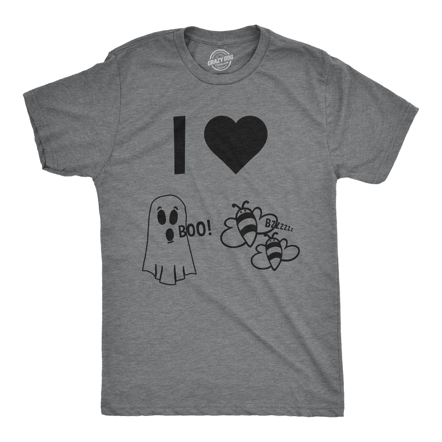 Mens I Heart Boo Bees T Shirt Funny Halloween Ghost Tee for Guys XL