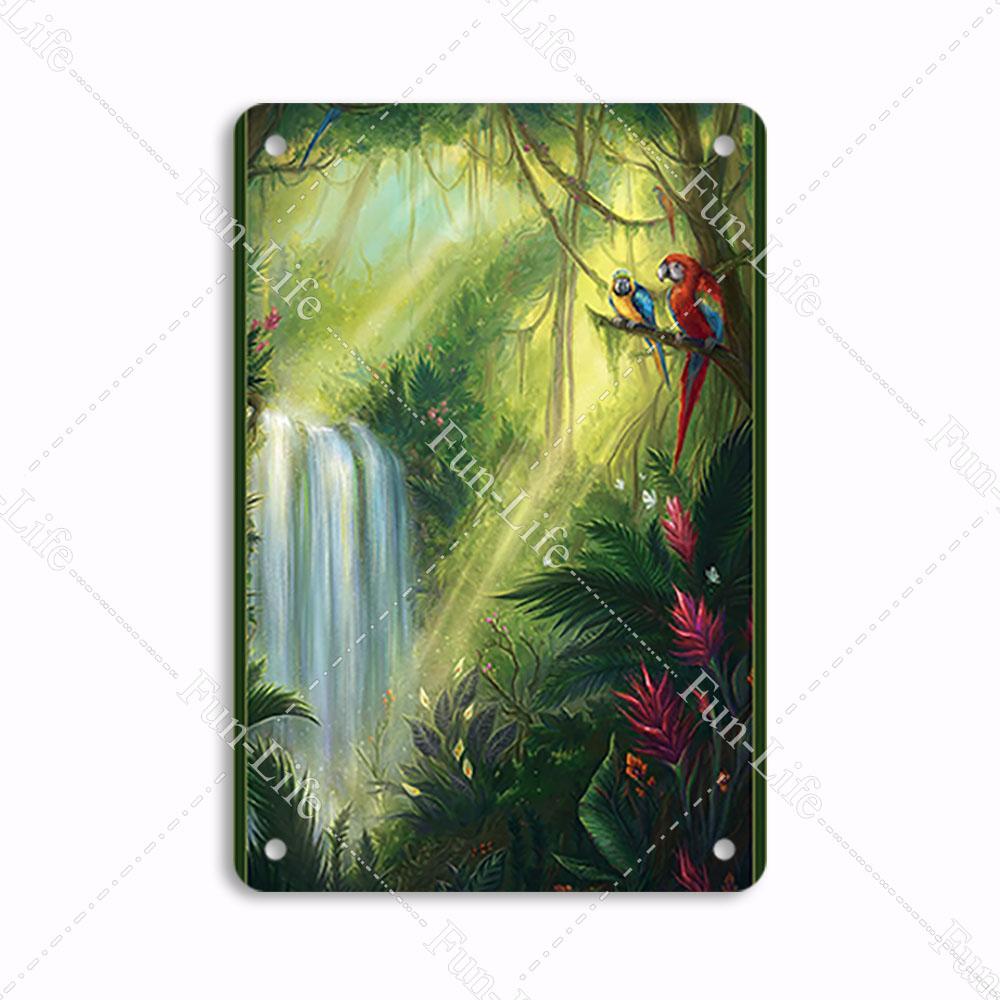 Forest Plate Poster Bird Vintage Home Decor Colorful Tree Retro Metal Tin Signs Pub Car Garage Wall Art Home Decor 20x30cm