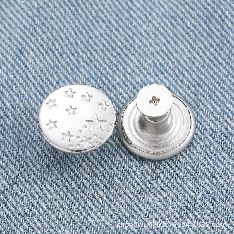 Adjustable No-Sew Detachable Metal Jeans Buttons – Flat Bottom, Nail-Free, Resizes Waistbands Effortlessly