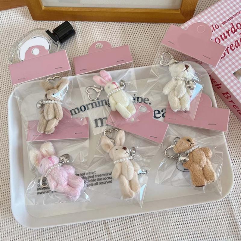 Cute Cartoon Rabbit/Bear Keychain Women's Bag Wallet Purse Pendant Charm Fun and Unique Accessory for Phone Bags Keys