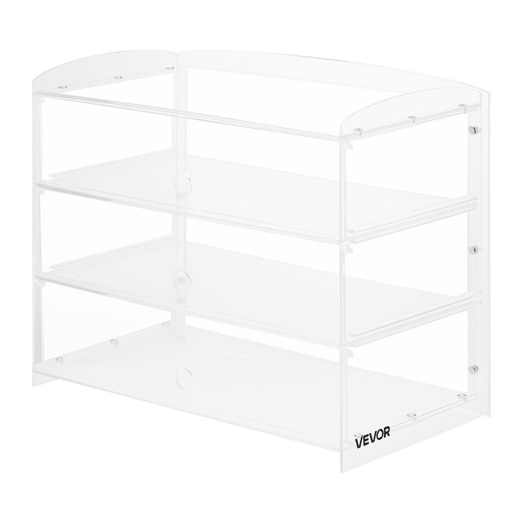 Bakery Display Case, 3-Tier Commercial Countertop Pastry Display Case, Clear Acrylic Bread Box for Kitchen, Party Cake Cabinet with Flip-Up Door for