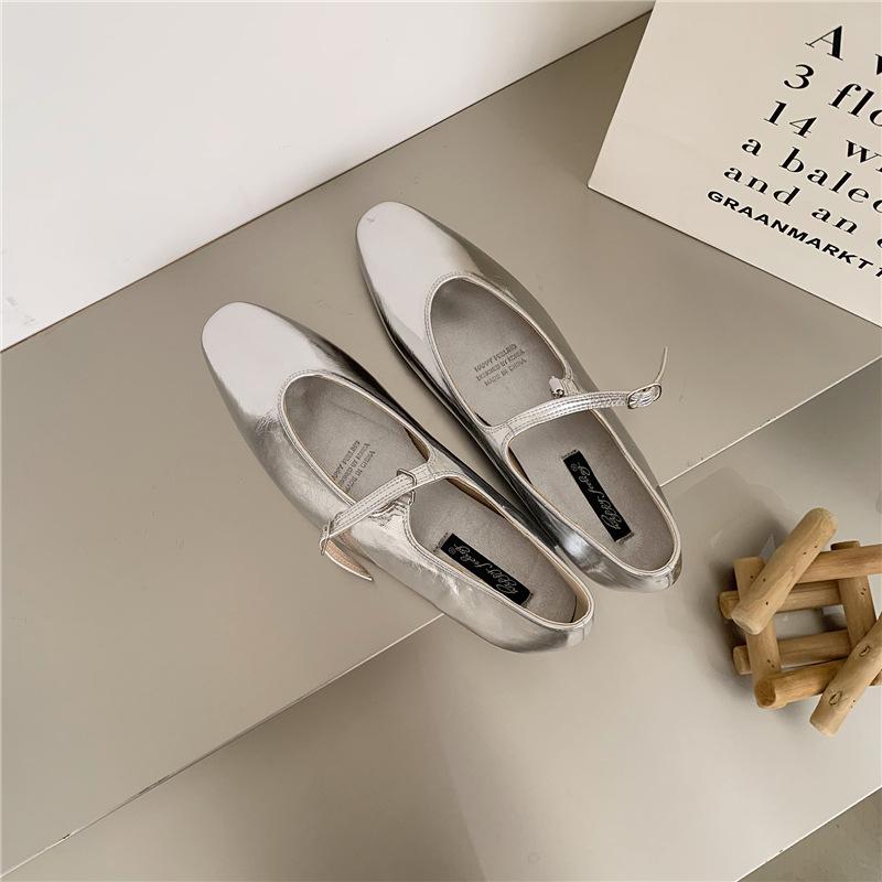 Fashion 2025 Spring Autumn Flat Mary Janes Shoes Woman Candy Color Soft Leather Ballet Flats Ankle Strap Comfy Mocaasins for Woman