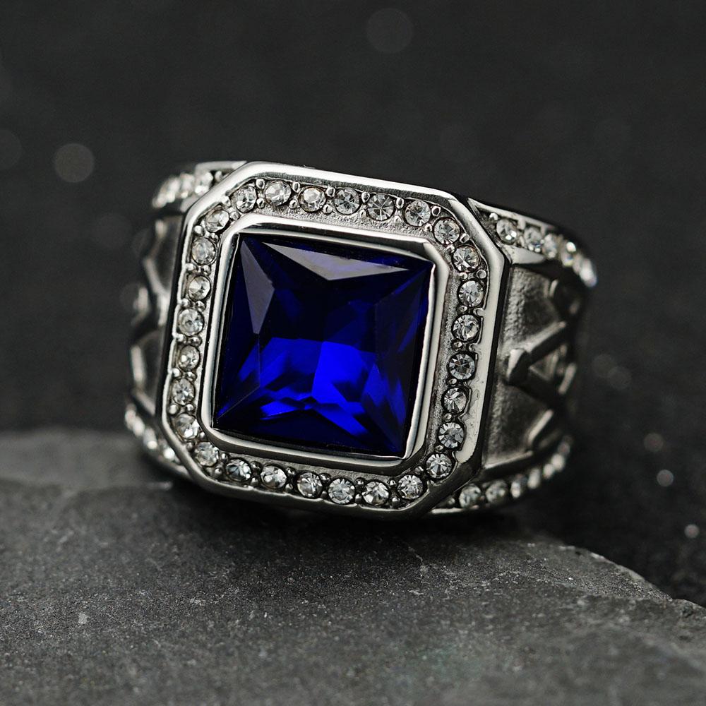 Stainless Steel Ring Vintage Gold Color Rhinestone Male Hiphop Rock Man Women Retro Free Mason Freemasonry Masonic Jewelry