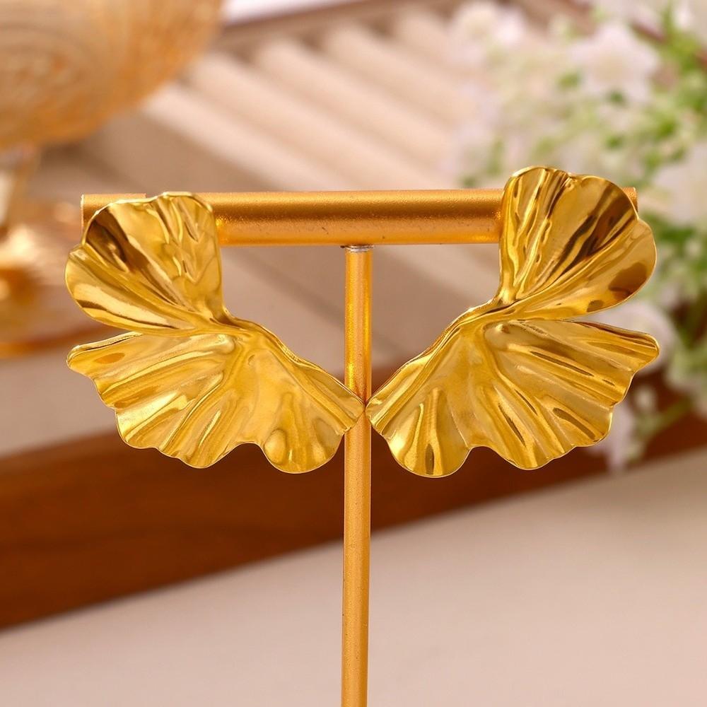 1Pair Stainless Steel Petal Flower Earrings Exaggerated Big Metal Flower Earrings Women
