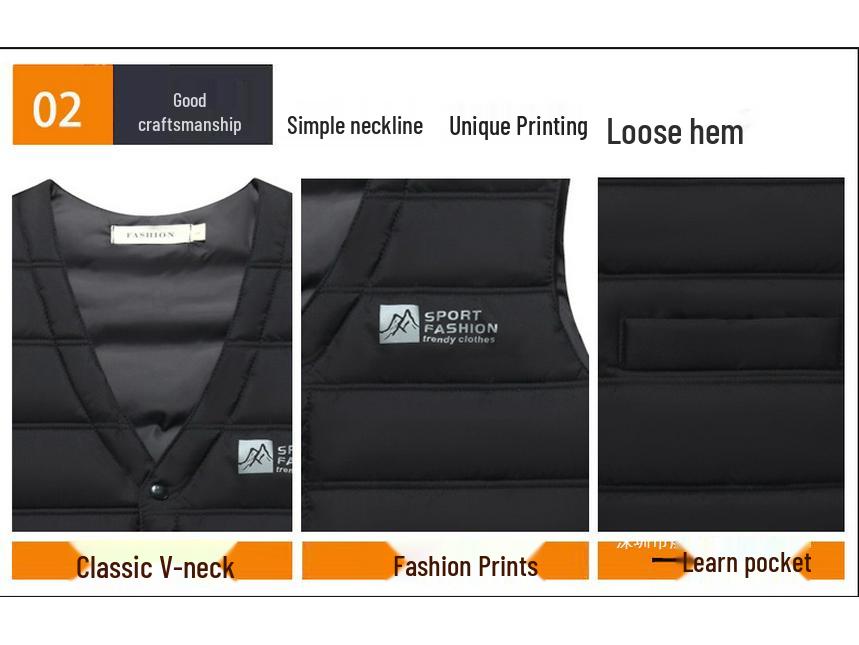 Men's Plus Size Cotton Vest - Sleeveless, Warm, Casual Fit for Seniors - Ideal for Autumn and Winter