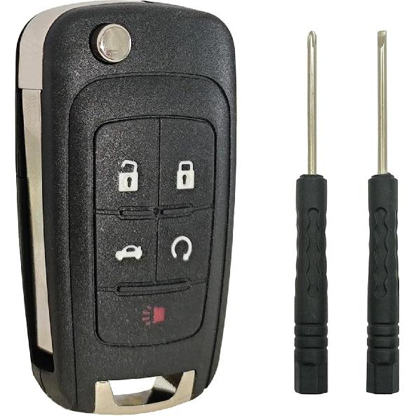 Key Fob Case Shell Replacement Fits for Chevy Cruze Malibu Equinox Sonic Impala GMC Terrain Buick Regal Lacrosse 2010 2011 2012 2013 2014 2015 2016