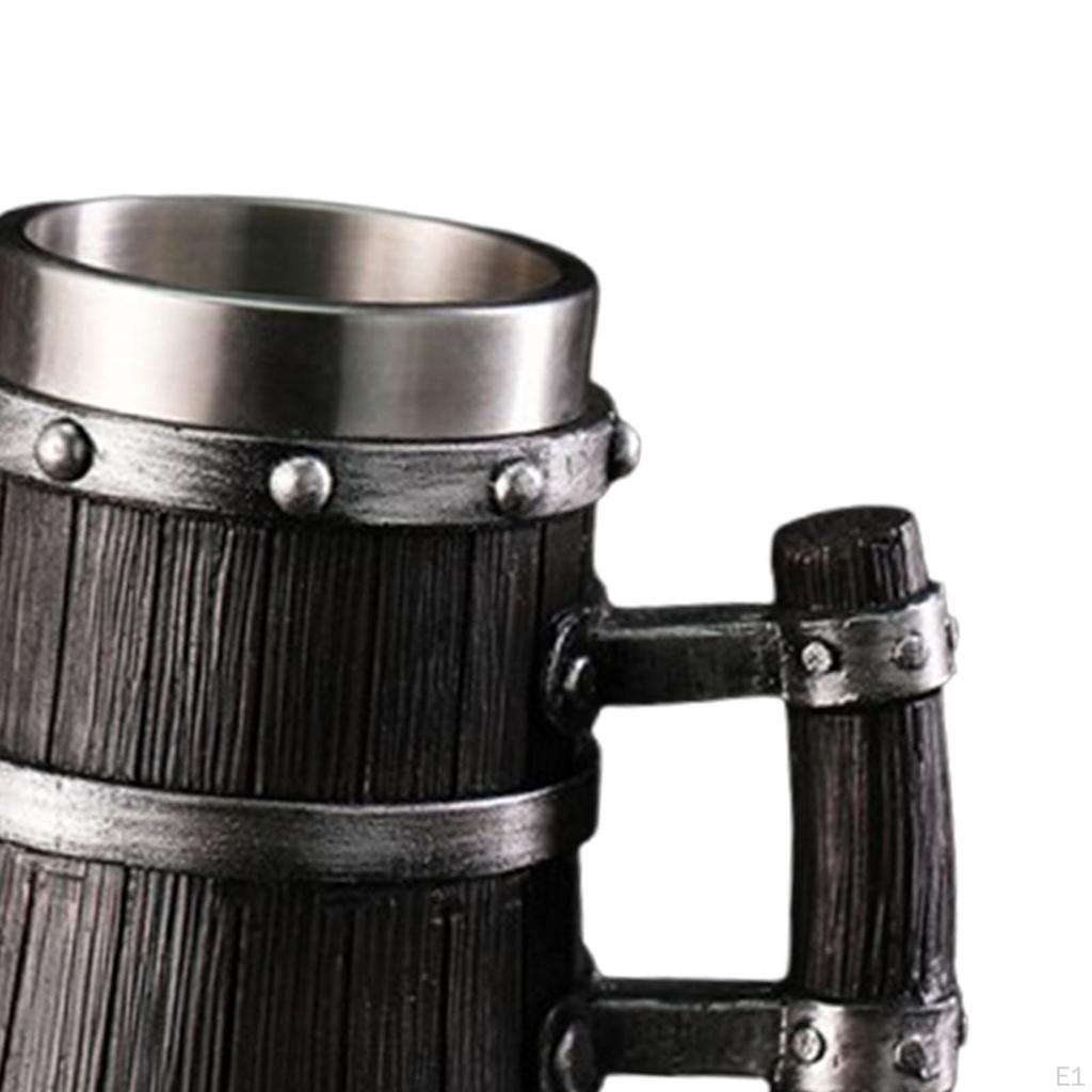 Holzfass Bierkrug Trinkgeschirr Dekorativer handgemachter Krug mit Henkel Vintage Design Tasse