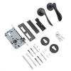 Door Interior Lever Black Passage Handle with Lock Easy Install Iron Aluminium Door Handle for Bedroom Bathroom Closet