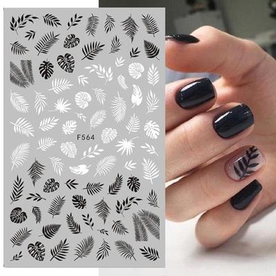 Nails Designs Weiß Schwarz Blumenblatt Lineare Maniküre Schieber 3D Nail Art Dekorationen Aufkleber Aufkleber