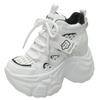 Fashion 10CM Chunky Leather Sneakers Summer Lace-up Casual Vulcanized Shoes Woman High Platform Breathable Hollow Mesh Sport Dad Shoes