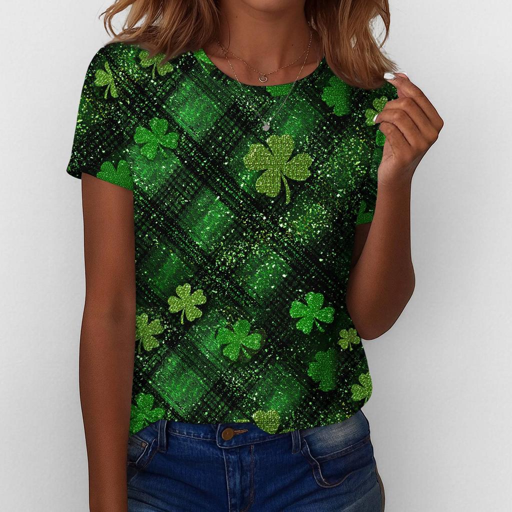Women's T Shirt Tee Print Short Sleeve Daily Weekend Fashion Basic Regular Top  St. Patrick's Day