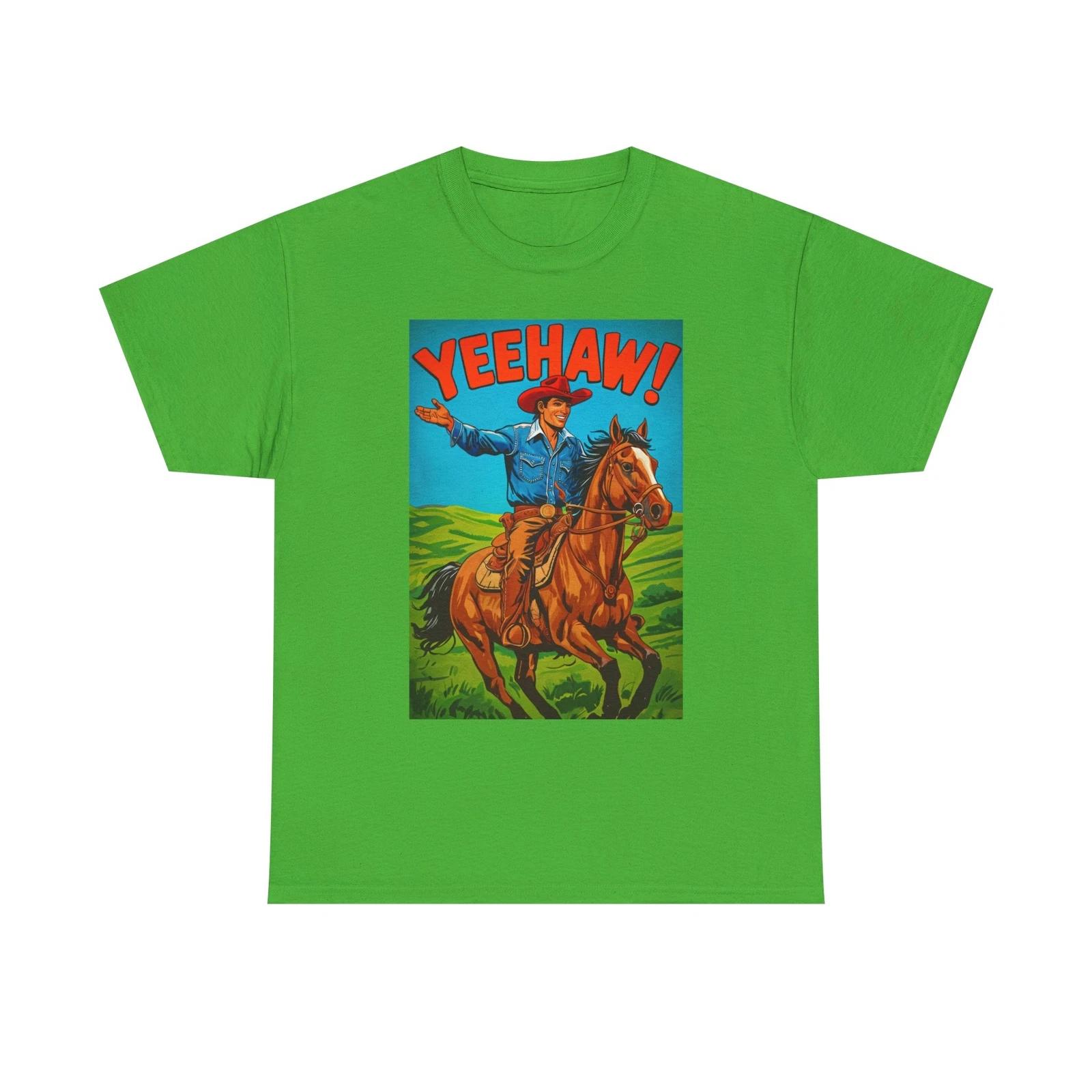 Yeehaw Cowboy on Horse T-Shirt | Fun Vintage Graphic Tee, Country Theme Shirt 4XL