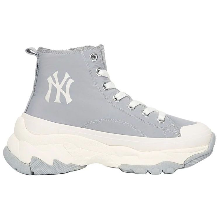 MLB Chunky High Retro Versatile Non-Slip Durable High-Top Canvas Shoes Unisex Sneakers Gray White 3ASHU4216-50GRS