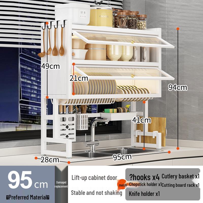 Wielofunkcyjny stojak na naczynia kuchenne: Pyłoszczelny organizer na blat do przechowywania misek, talerzy i ociekarek.