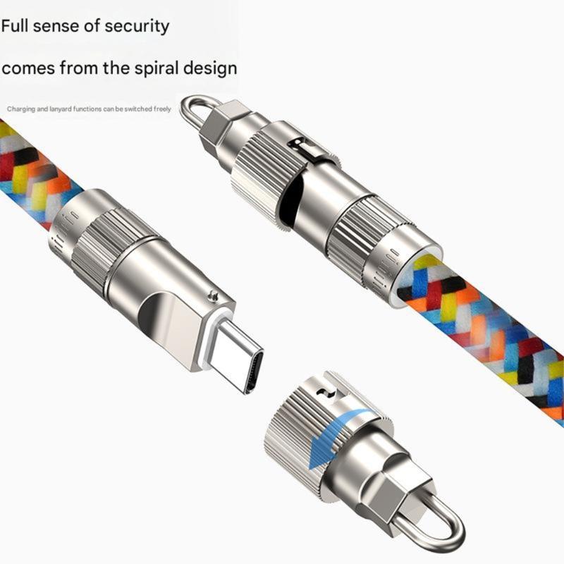 Reinforced Braided Charging Cord Cable with Phone Strap 60W Rapid Charging Travel Essential for Camping Outdoor Activity