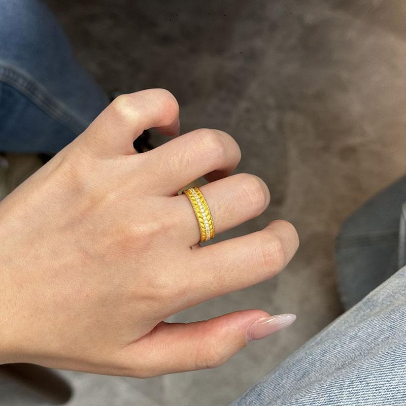 

Trendy Simple Style Moissanite Rings for women Light Luxury Exquisite Wheat Ring Wedding High Quality Party resizable