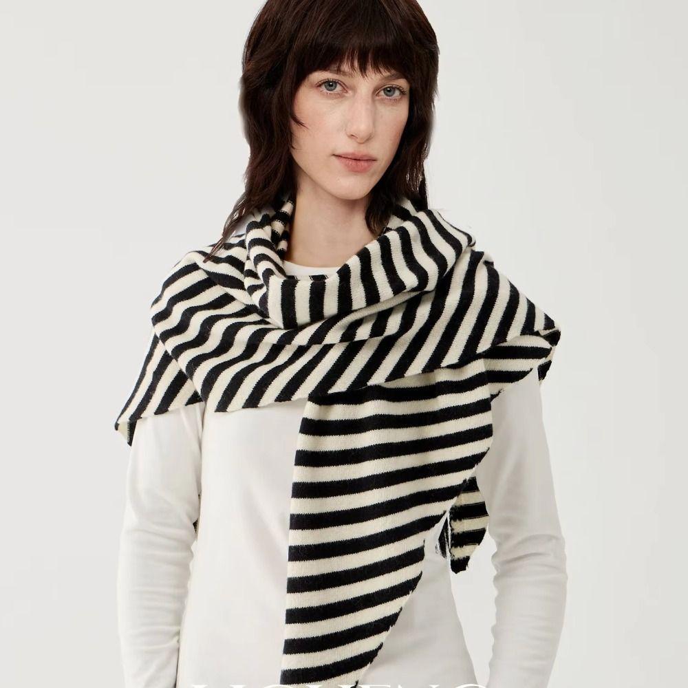 Solid Color Triangle Shawl Striped Cross Scarves Retro Large Wraps Clothing Accessories