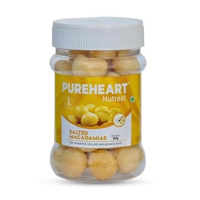 Pureheart Salted Macadamia (80 Gm) Premium Roasted Australian Macadamia Nuts, Rich In Antioxidants - Whole, Exotic, and Crunchy Dry Fruits