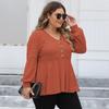 Women S Plus Size Fall Winter Knit Top Lantern Sleeve Button Decorated Pullover Sweater