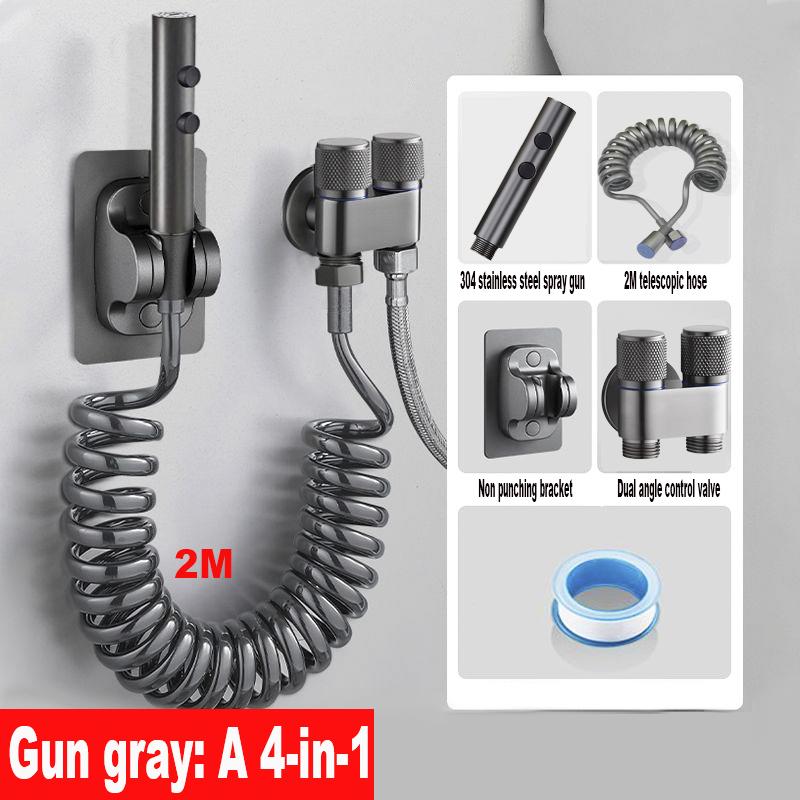 Handheld Toilet Bidet Faucet Rain Sprayer Stainless Steel Dual Button Bidet Sprayer Set Handheld Sprayer Shower Self-Cleaning G1/2
