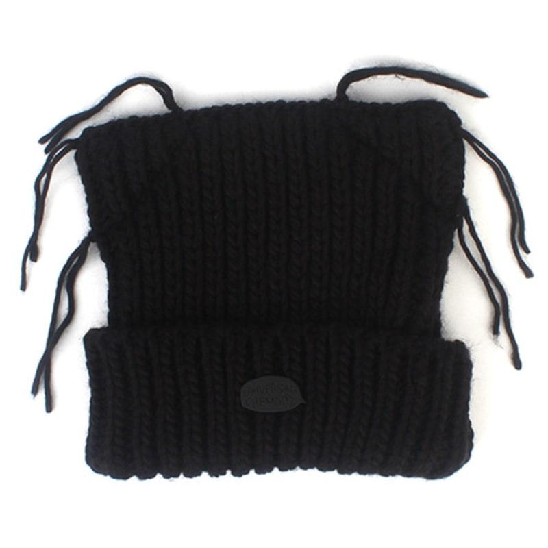 

Универсальная химия Зимняя кошка Вязаная черная шапка-бини кошачья шапка FREE