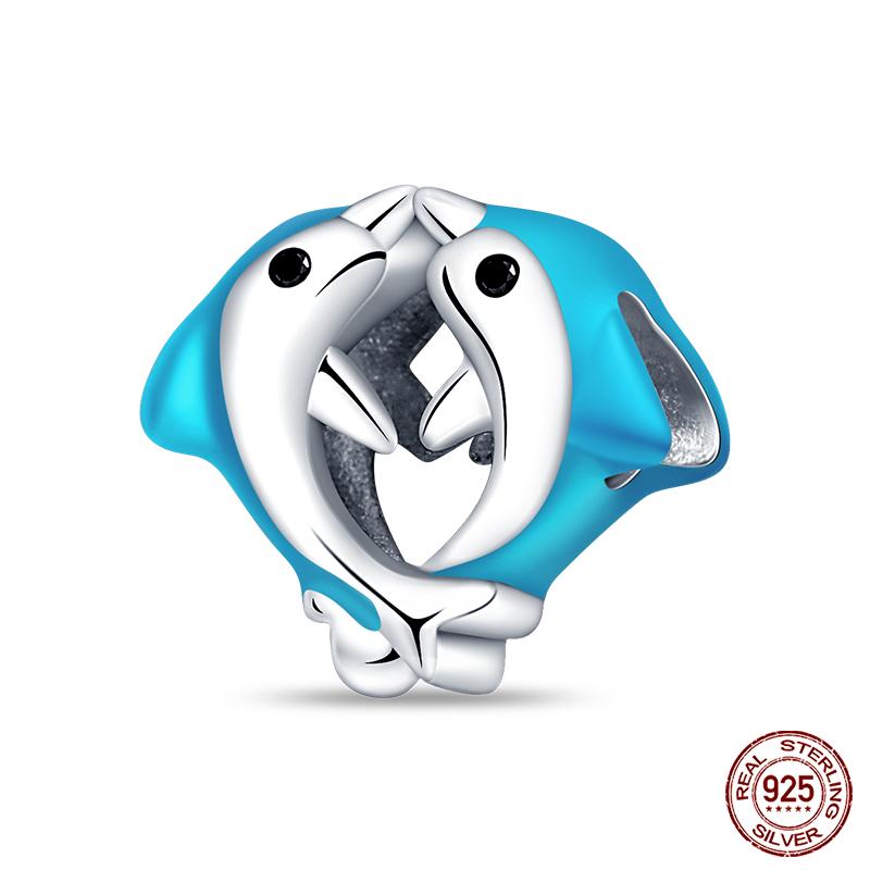 Original Ocean Series Fit 3Mm Bracelet 100% Authentic Copper Turtle Crab Mermaid Charm Beads Diy Jewelry Gift