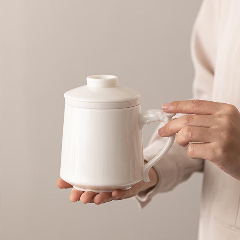 SUSHI CERAMICS Mutton-Fat Jade Porcelain Tea Separation Office Cup