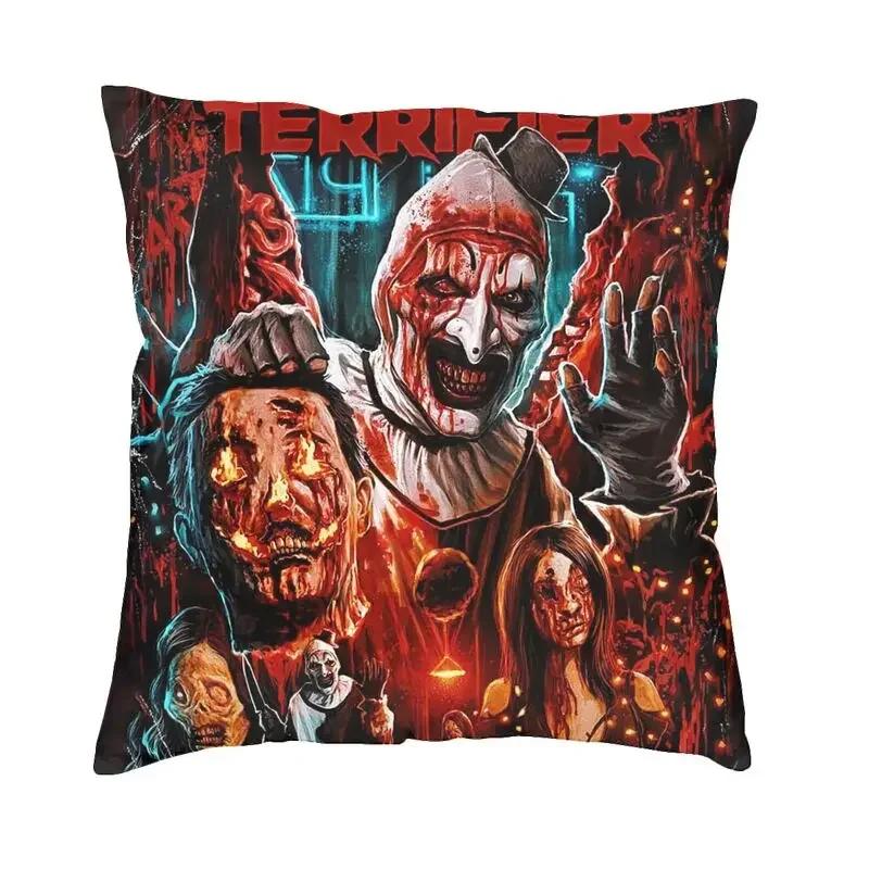 Horror Clown Halloween Movie Terrifier Cushion Cover Velvet Pillow Case Sofa Chair Square Pillowcase Living Room Decoration