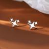 Silver Star Earrings 925 Stamp Silver Asymmetry Earrings Exquisite Ear Stud  Banquet