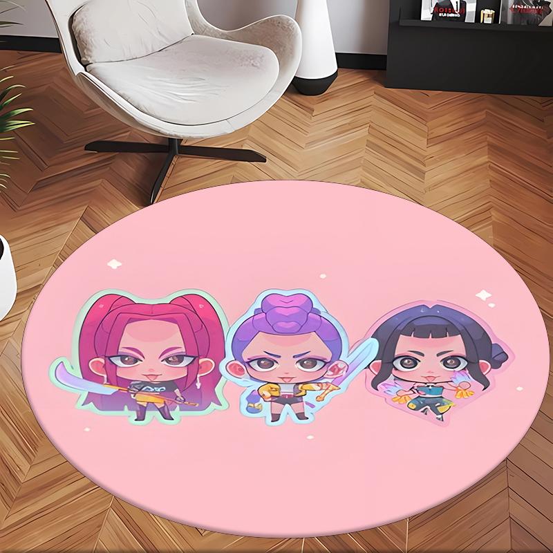 Huntrix (1) Round Office Rug Decorative Floor Rug for Office Bedroom Living Room and Home Space
